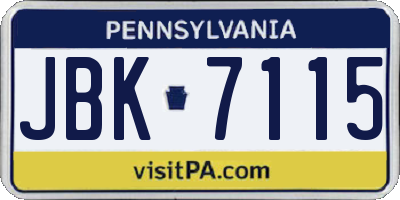 PA license plate JBK7115