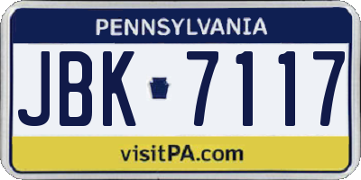 PA license plate JBK7117