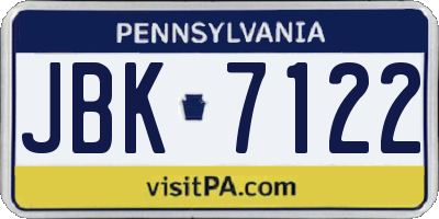 PA license plate JBK7122