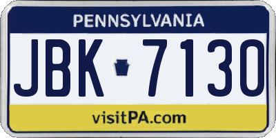 PA license plate JBK7130