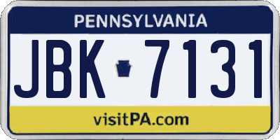 PA license plate JBK7131