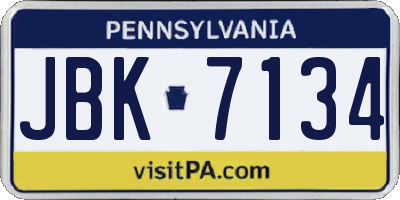 PA license plate JBK7134