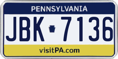 PA license plate JBK7136