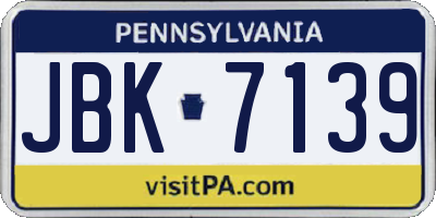 PA license plate JBK7139