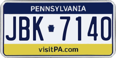 PA license plate JBK7140