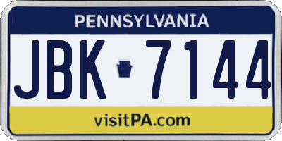 PA license plate JBK7144