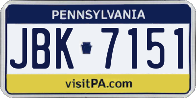 PA license plate JBK7151