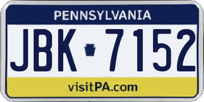 PA license plate JBK7152