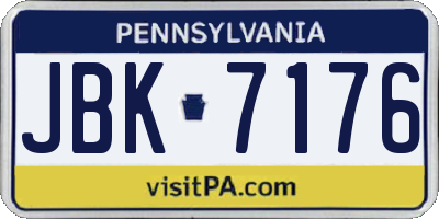 PA license plate JBK7176