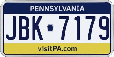 PA license plate JBK7179