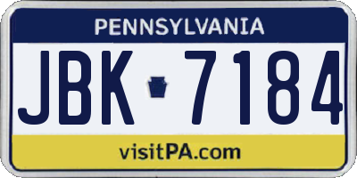 PA license plate JBK7184