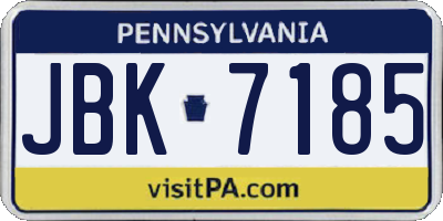 PA license plate JBK7185