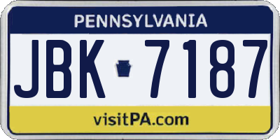 PA license plate JBK7187