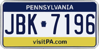 PA license plate JBK7196
