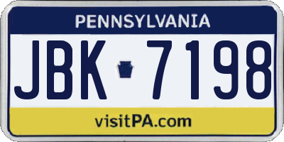 PA license plate JBK7198