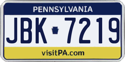 PA license plate JBK7219