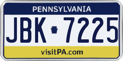 PA license plate JBK7225
