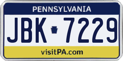 PA license plate JBK7229