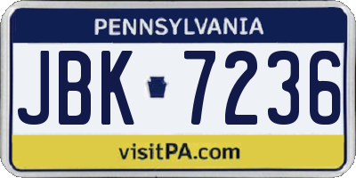 PA license plate JBK7236