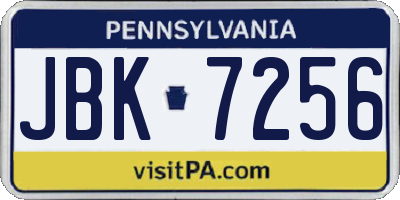 PA license plate JBK7256