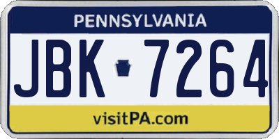 PA license plate JBK7264