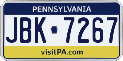 PA license plate JBK7267