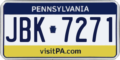 PA license plate JBK7271