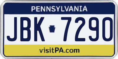 PA license plate JBK7290