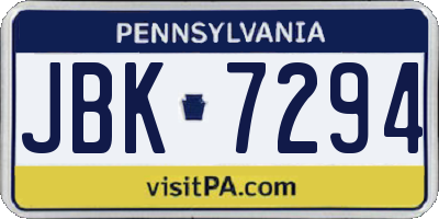 PA license plate JBK7294