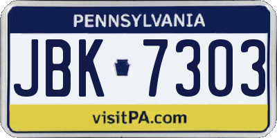 PA license plate JBK7303
