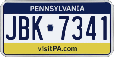 PA license plate JBK7341