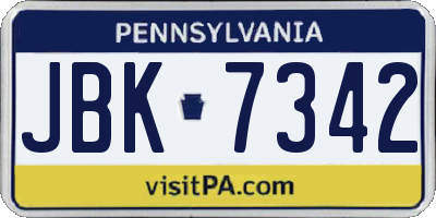PA license plate JBK7342
