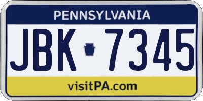 PA license plate JBK7345