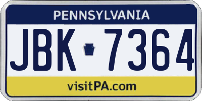 PA license plate JBK7364