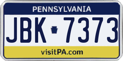PA license plate JBK7373