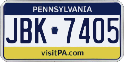 PA license plate JBK7405