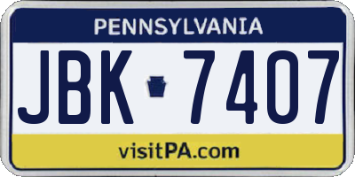 PA license plate JBK7407