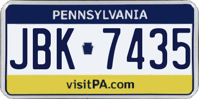PA license plate JBK7435