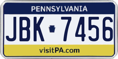 PA license plate JBK7456