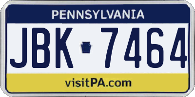 PA license plate JBK7464
