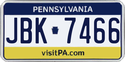 PA license plate JBK7466