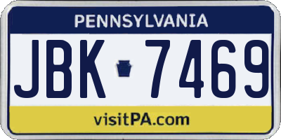 PA license plate JBK7469