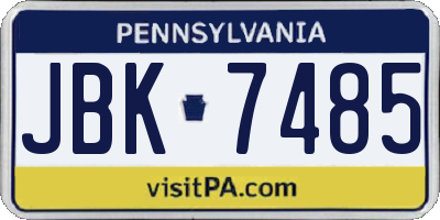 PA license plate JBK7485