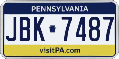 PA license plate JBK7487