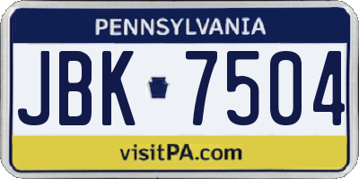 PA license plate JBK7504