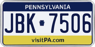 PA license plate JBK7506