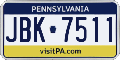 PA license plate JBK7511