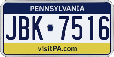 PA license plate JBK7516