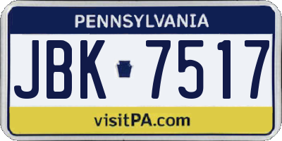 PA license plate JBK7517