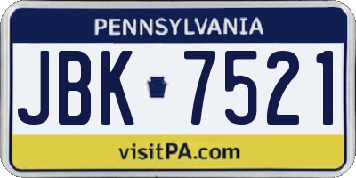 PA license plate JBK7521